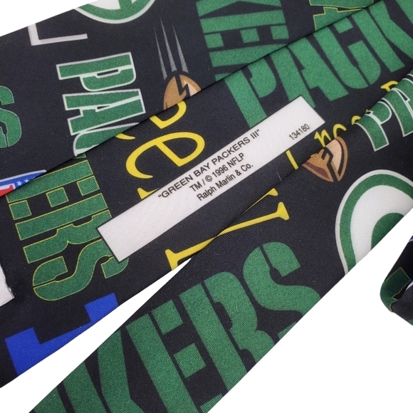 Green Bay Packers Necktie RM Sport Ralph Marlin Vintage USA Made 3 3/4"x 57.5" - Picture 5 of 9